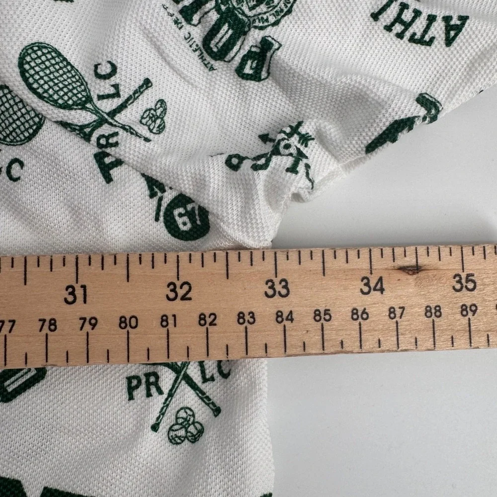 Polo Ralph Lauren Polo Shirt Mens 5XB White Green Tennis Graphic Print New